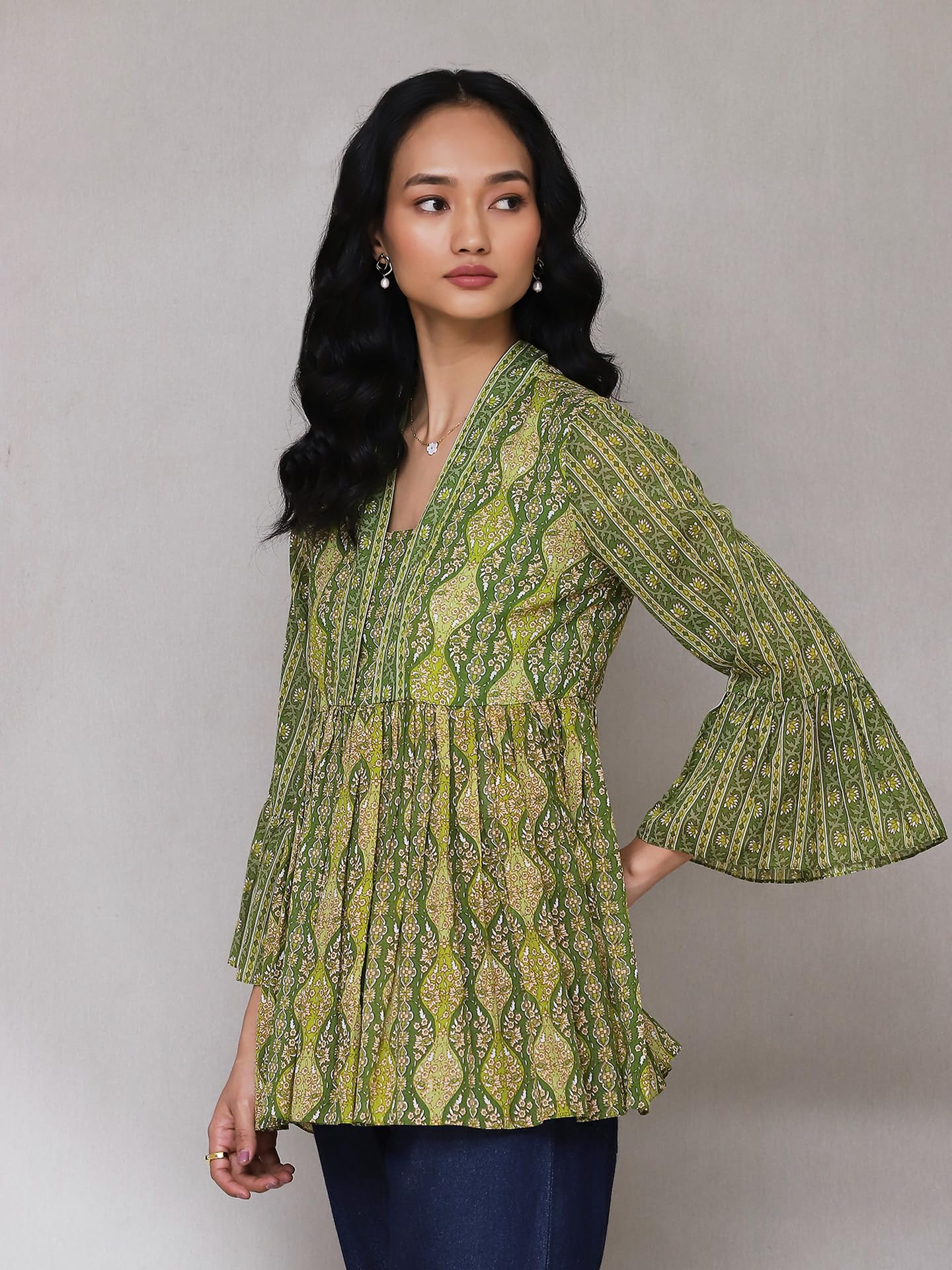 Aarke Ritu Kumar Green Printed Kurti - Image 6