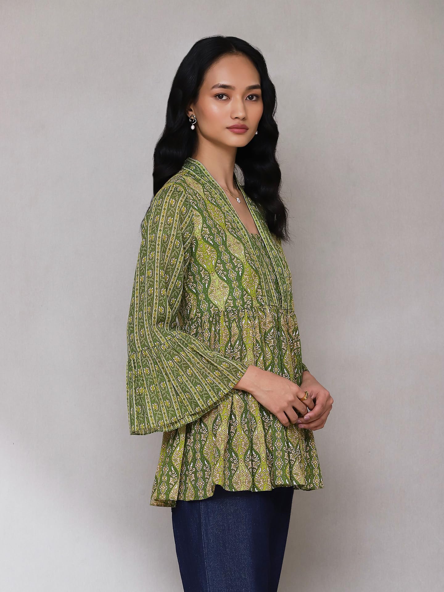 Aarke Ritu Kumar Green Printed Kurti - Image 5