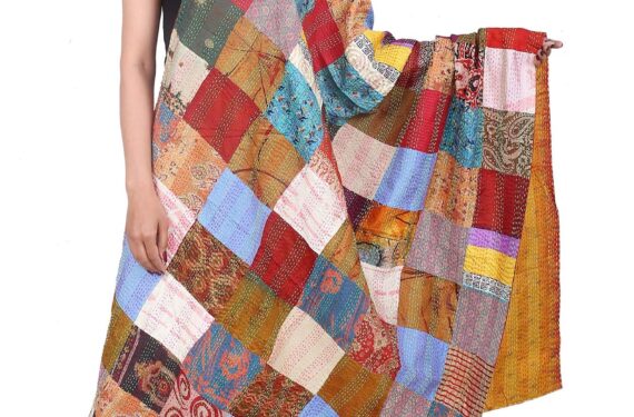 Texstylers Silk Multicolor Reversible Kantha Patchwork Assorted Dupatta For Girls And Women, Free Size