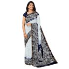 GUNGUN Womens Off White And Black Paisley Booti Floral Design Matka Saree