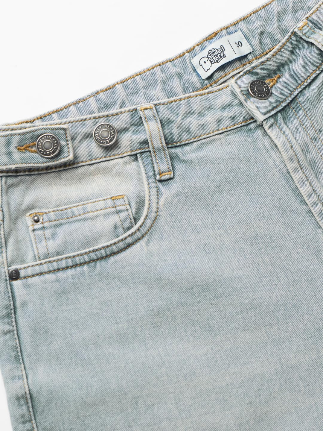 The Souled Store Barrel-Fit Denim: Arctic Women and Girls Buttoned Cotton Barrel Fit Jeans - Image 3