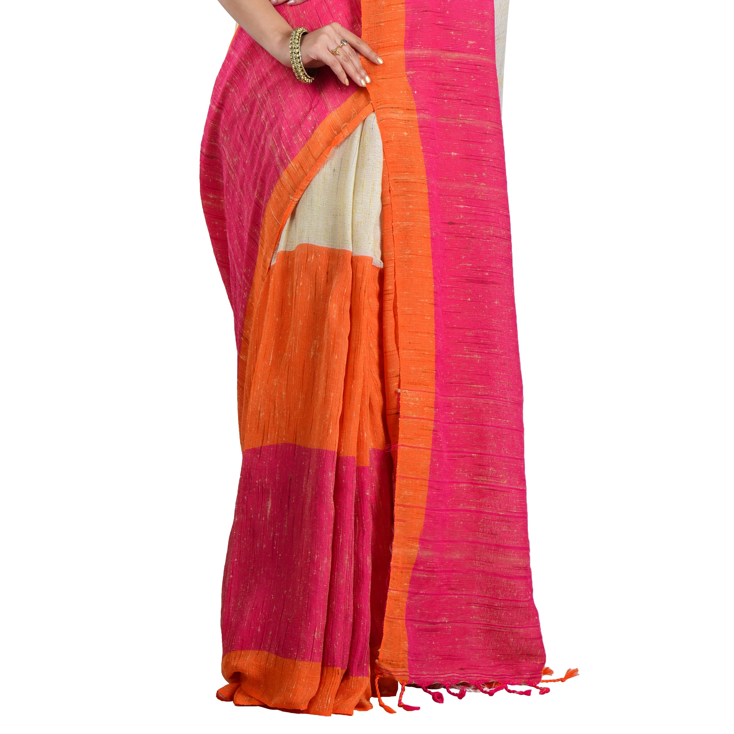 Aishani Collection Handloom Organic Ketia Jute Banana Silk Saree (Multicolour) - Image 3