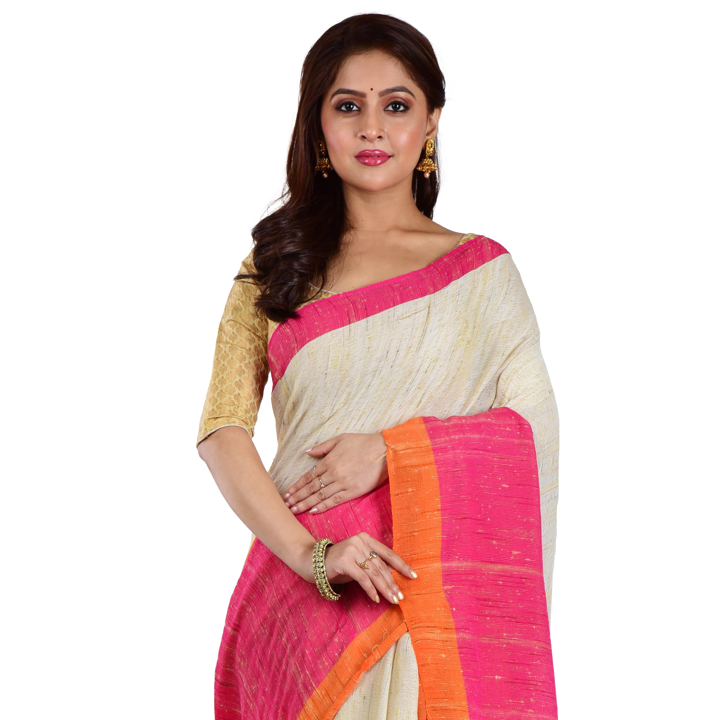 Aishani Collection Handloom Organic Ketia Jute Banana Silk Saree (Multicolour) - Image 6
