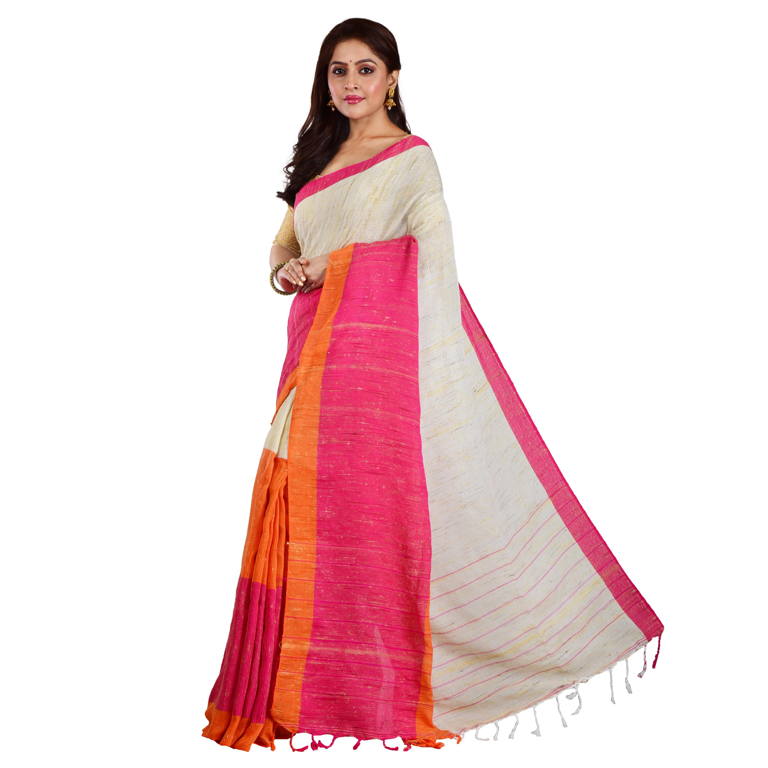 Aishani Collection Handloom Organic Ketia Jute Banana Silk Saree (Multicolour) - Image 5