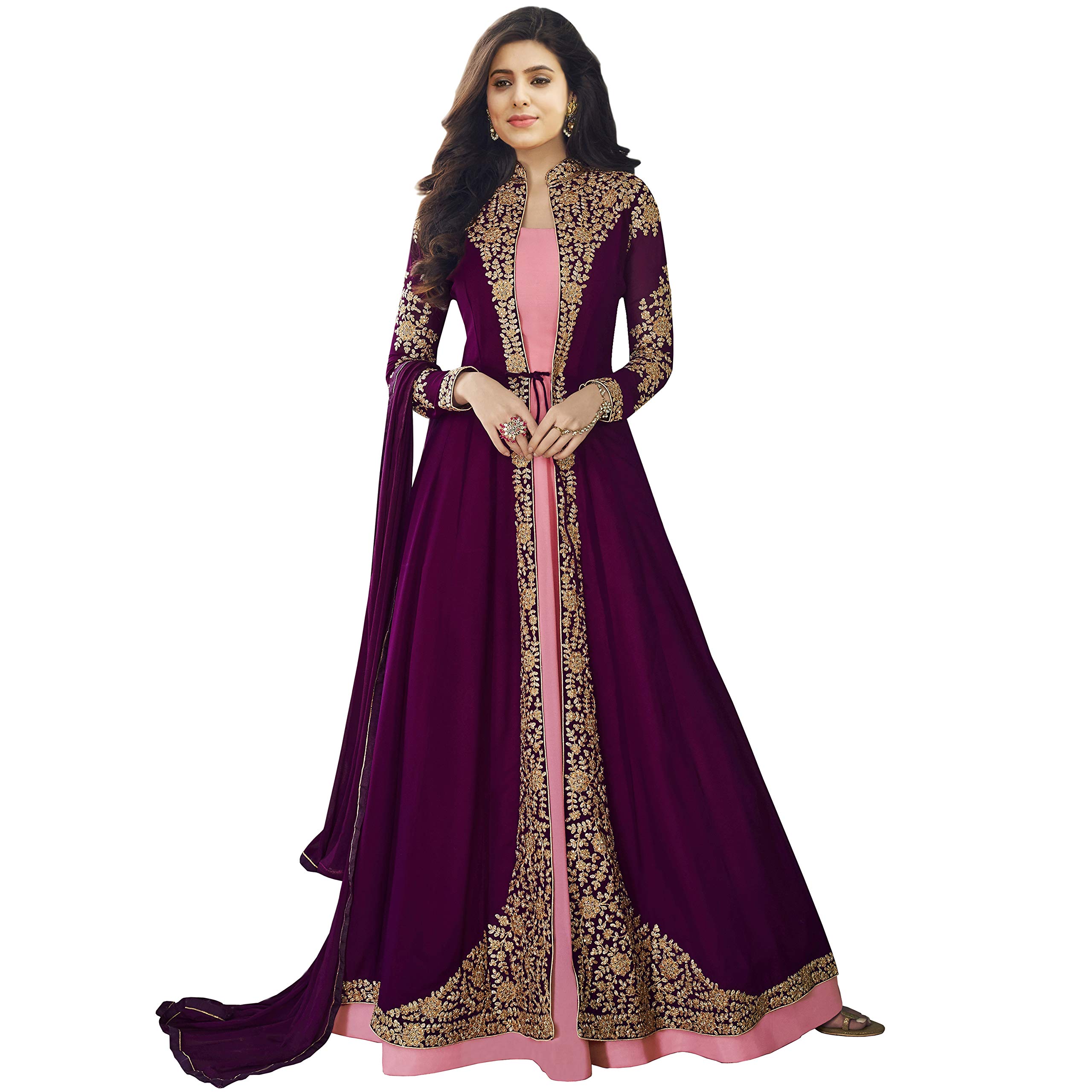 Bipolar Life Women's Satin Salwar Suit Set (8203BL- Purple_Free Size)