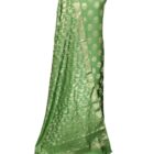 Naveera Women's Banarasi Katan Silk Unstitched Salwar Suit Dress Material with Gold Floral Zari Design Banarasi Dupatta, Traditional Indian Dress Fabric (Green)