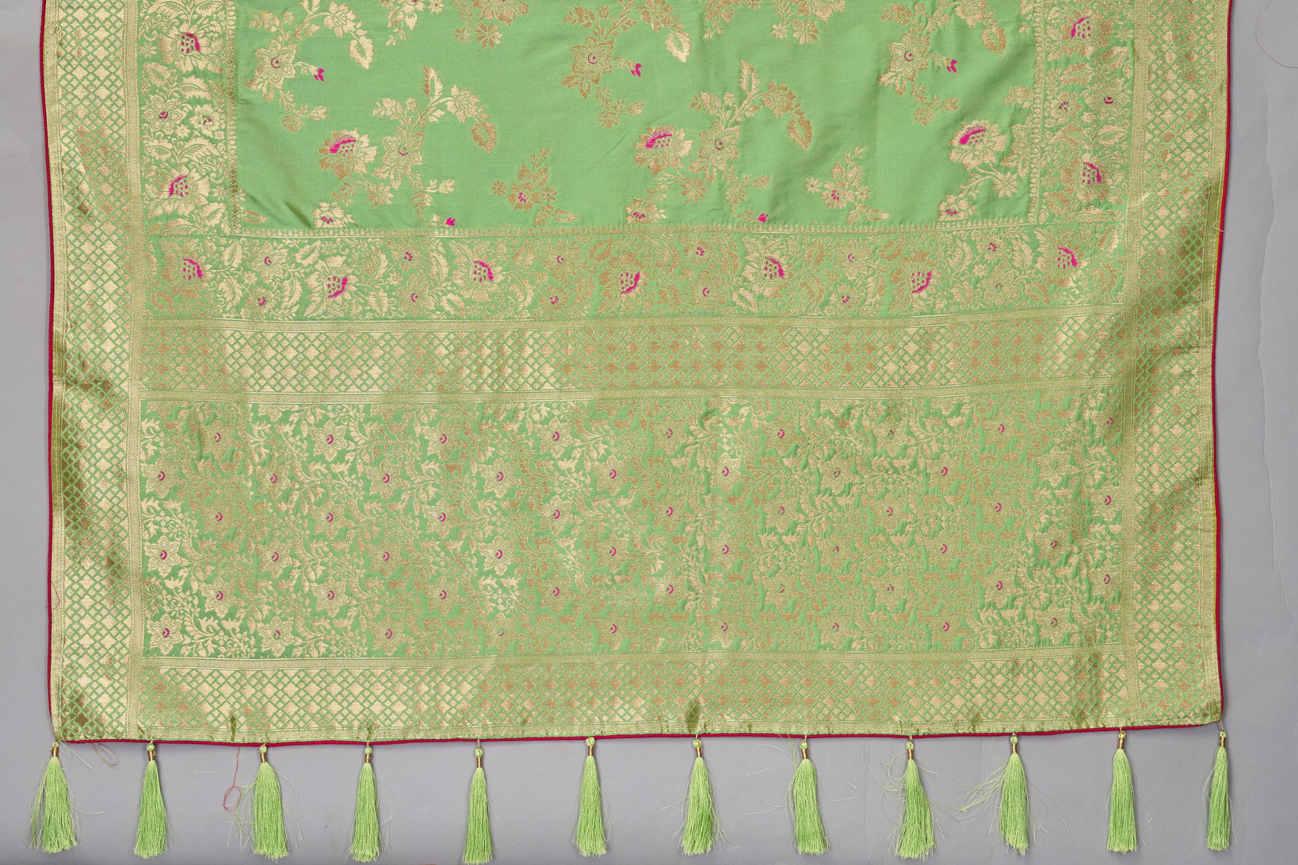 Monjolika Fashion Women's Woven Silk Saree With Blouse Piece (37769_Color_Light Green) - Image 2