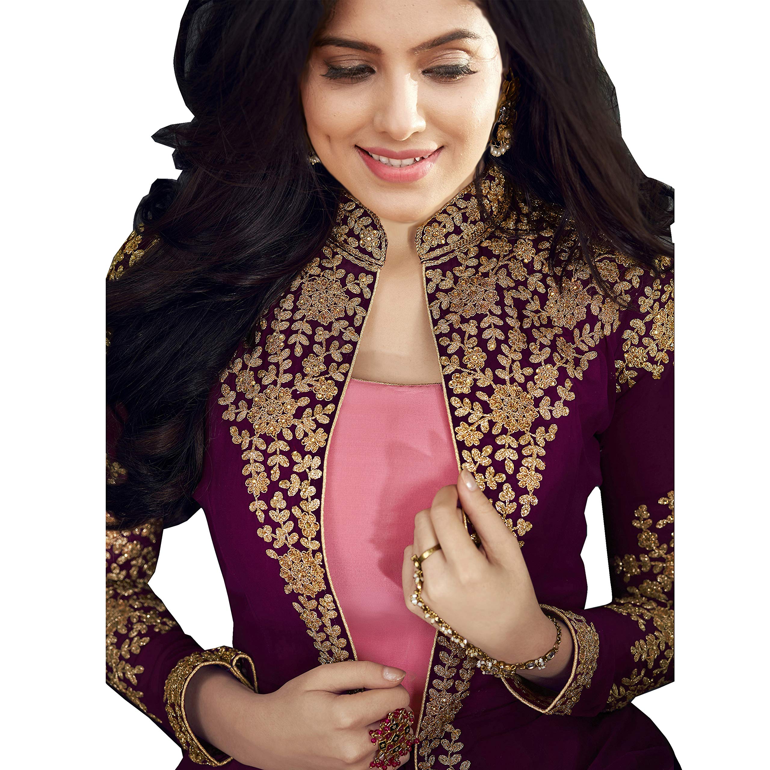 Bipolar Life Women's Satin Salwar Suit Set (8203BL- Purple_Free Size) - Image 2