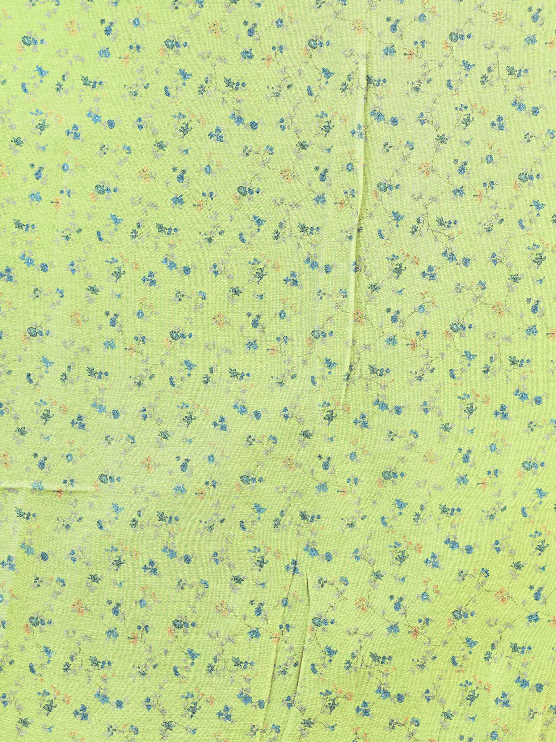 Garden Vareli Floral Print Chiffon Saree 86600 - Lime Green - Image 2