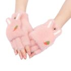 Kolva Half Finger Winter Gloves for Women and Girls Soft Plush Angora Wool Knitted Mitten Short Glove Girls Boys Woolen Fingerless Warm Winter Hand Gloves (Pink)