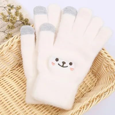Richmen Girls Winter Gloves with Touch Screen Finger for Women Woolen warm | Gloves cum Mittens Winter Wrist Arm Warmer Mitts Gloves for Girls & Women (White) - Image 7