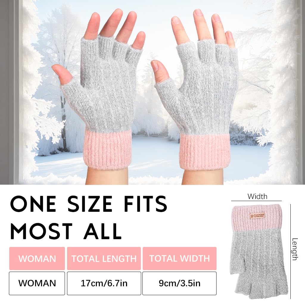 Gustave® Winter Warm Gloves for Women Soft Chinlon, Chic Grey & Vibrant Pink, Riding Gloves Fashion Contrast Design, for Device Use, Versatile Christmas Gift - Image 7