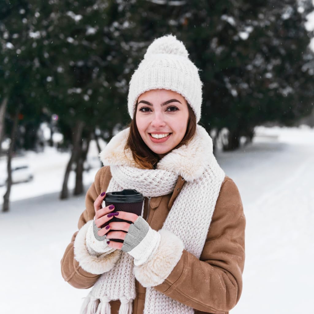 Gustave® Winter Warm Gloves for Women Soft Chinlon, Chic Grey & Vibrant Pink, Riding Gloves Fashion Contrast Design, for Device Use, Versatile Christmas Gift - Image 2