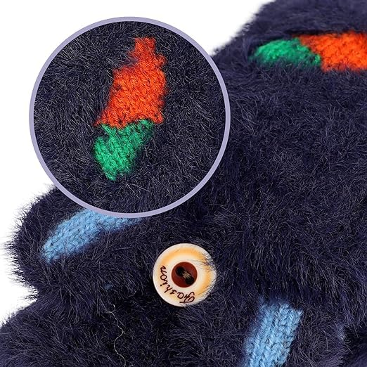 Winter Gloves for Women Fashion Knitted Hand Gloves | Soft Acrylic Wool Half Finger Warm Mitten Gloves for Boys and Girls Fingerless Rabbit Ears Glove(Blue) - Image 5