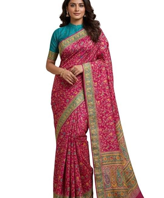 VASTTRAM Women's Original Pashmina Rajwadi Dola kanchipuram Kanjivaram Zari Banarasi Silk Desinger Saree With Blouse Piece (Color-1.5)
