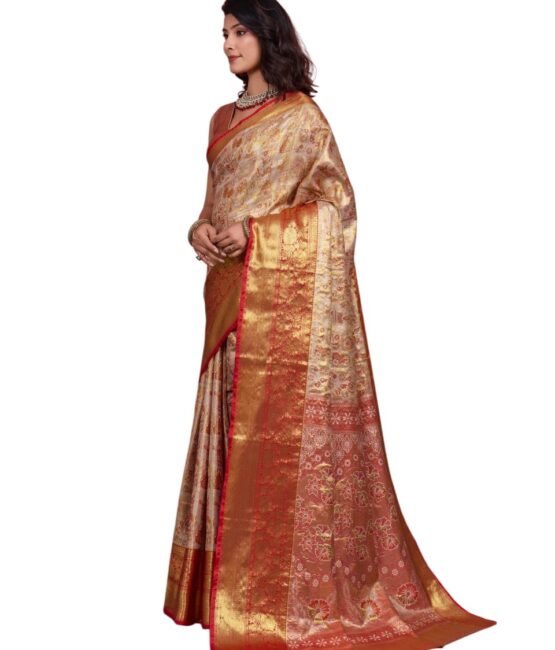 Veglari Women's Kanjivaram Pure Kanchipattu Soft Silk Original Hand Weving Klanjali Kanchivaram Silk Saree With Blouses Piecs (colour 1.2)