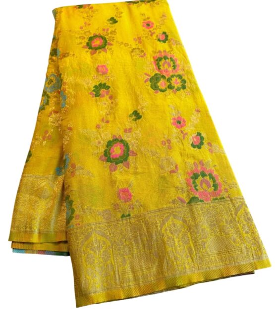 Veglari Women's Kanjivaram Crepe Jacqurad Original Kanchi Pattu Soft Banarasi Silk Pure Jari Minakari Wowen Pallu And Tassels Silk Saree With Blouses Piecs For Wedding