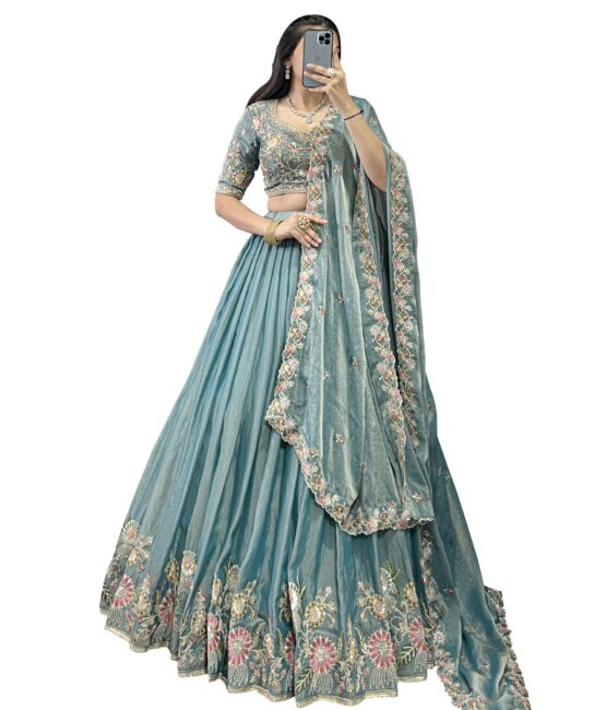 LooknBook Art Zari Shimmer With Sequins and Thread Embroidery Work Chaniya Choli