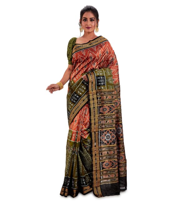 PRANTIKA Women's Odisha Khandua Silk Sambalpuri Nuapatna Ikkat Saree Green