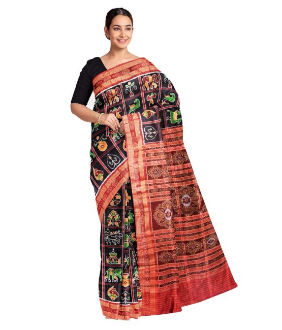 Odisha Handloom Handmade Pure Mulburry Nabakothi Khandua Natural Silk Ikkat Sambalpuri Saree For Women/Ethnic Wear/Traditonal Saree/Handloom Saree